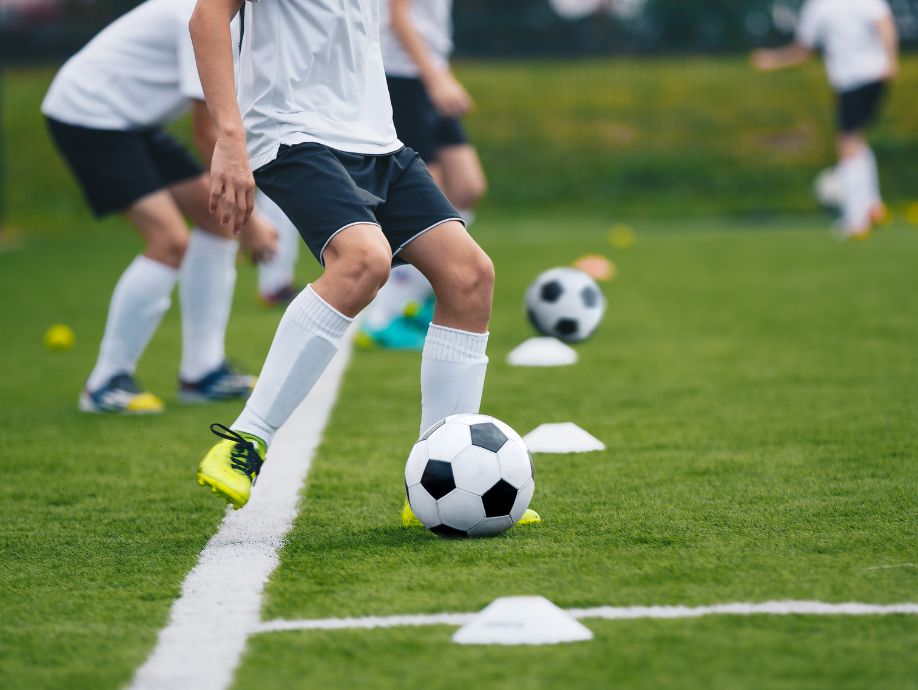soccer-ball youth soccer practice in a soccer coaching session